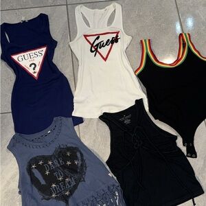 Bundle of 5 shirts xs/small guess, American Eagle, express